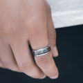 8mm Viking Dragon Pattern Ring for Weddings, Engagements, and Anniversaries, Titanium Steel with Blue Black Celtic Inlay. 