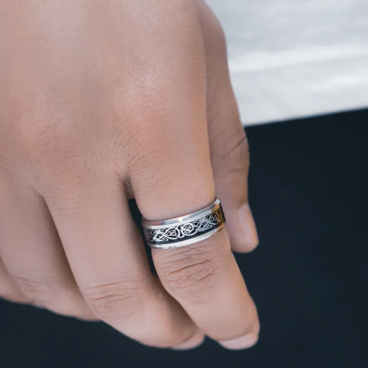 8mm%20Viking%20Dragon%20Pattern%20Ring%20for%20Weddings,%20Engagements,%20and%20Anniversaries,%20Titanium%20Steel%20with%20Blue%20Black%20Celtic%20Inlay%20-%20Image%2010