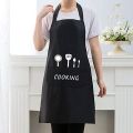 Cute Printed Black Waterproof Adjustable Kitchen Apron With Big Pockets. 
