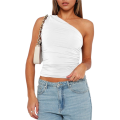 Women's one shoulder backless vest White S. 
