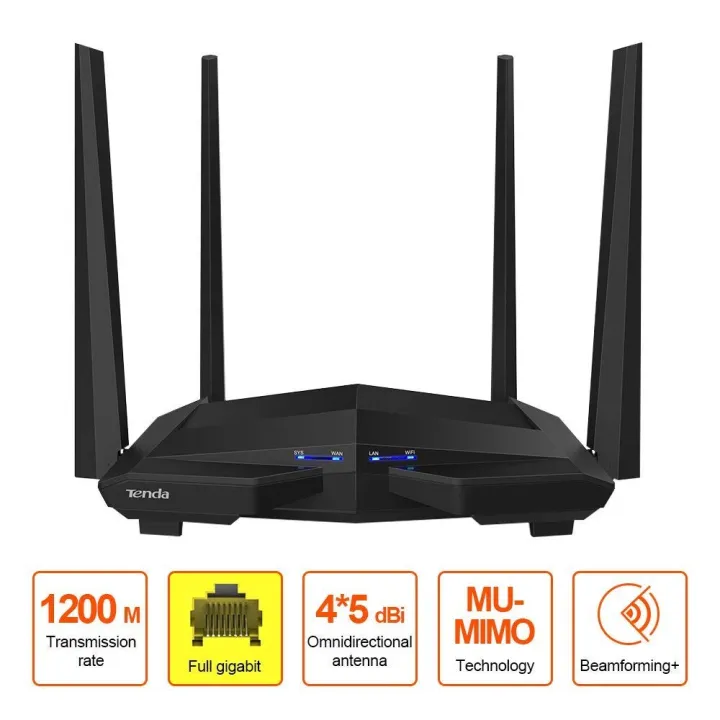 Tenda%20AC10%20AC1200%20Wireless%20Smart%20Dual-Band%20Gigabit%20WiFi%20Router,%20MU-MIMO,%204%20Gigabit%20Ports,%20867Mbps/5%20GHz+%20300Mbps%20/2.4GHz%20Black%20-%20Image%205