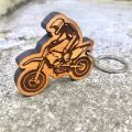 Vroom Vroom - Dirt Bike Keyring/Keychain - Engraved On Nepalese Wood. 