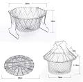 Multi-Function Stainless Steel Foldable Fry Basket  Chef Basket Poaching Boiling Deep Frying Basket Fruit Vegetable Rinsing Washing Cook Tool. 