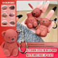 Cute Bear Keychain Lip Mud Matte Velvet Mousse Grey Pink Lipstick Waterproof Long Lasting Non-Stick Cup LipGloss Korean Cosmetic. 