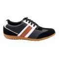 2047 Black Horse Black Color Leather and Sabar (Suede) Sneakers For Men. 