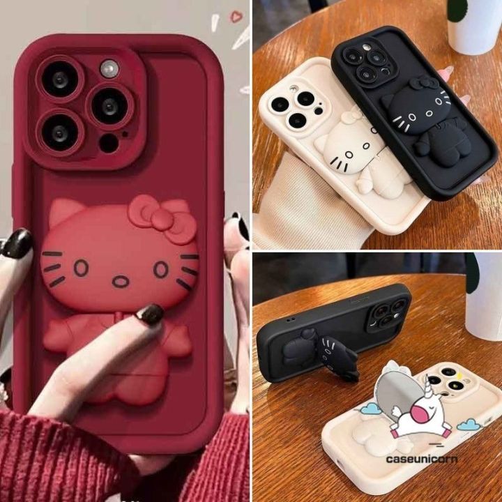 Color Changing Iphone 11 Mirror Flip Case Cute 3D Doll Hello Kitty