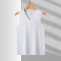 Men's Seamless Vest Sleeveless V-Neck Free-Cut Ice Silk Tight-Fit Sports Hurdle Super Elastic Summer Slim-Fit. 