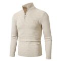 Autum Sweatwear Men's Warm Pullover Sweaters Solid Color Half Zipper Coats V-neck Long Sleeve Knitted Sweatshirts Winter Top. 