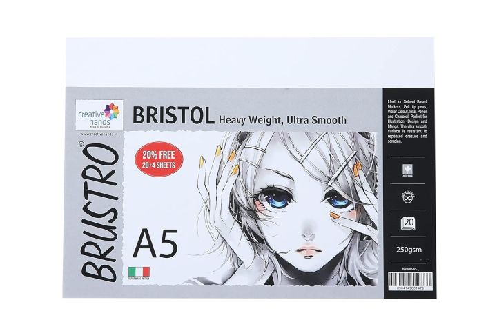 Brustro Bristol Paper 250gsm A5 Pk of 20+4