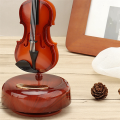 Violin Music Box Mini Vintage Musical Box with Rotating Base, Instrument Crafts Model. 