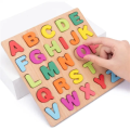 Montessori Colorful Wooden Capital English Alphabet Puzzle | Educational Toy for Baby & Toddlers | 20x20 cm Learning & Developmental ABC Letter Board. 