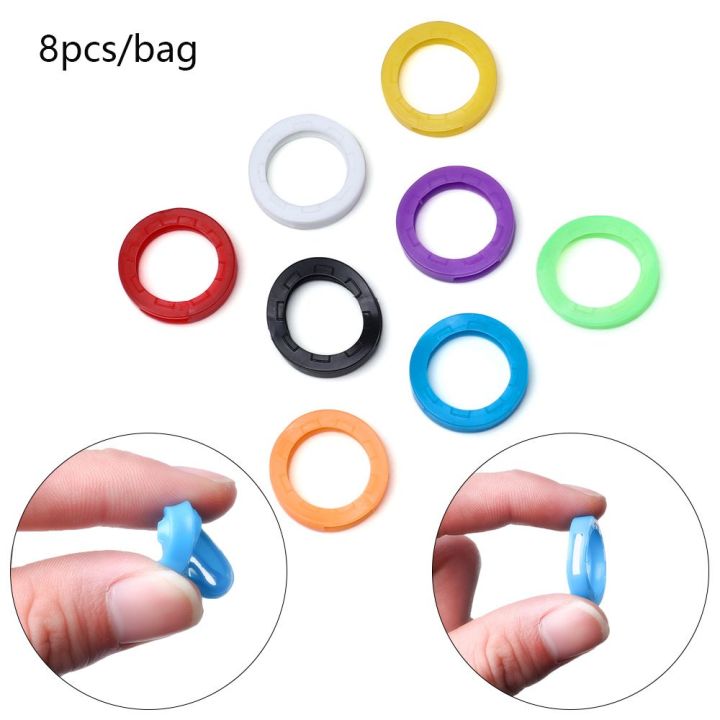 8pc/set Fashion Silicone Random Colors Key Cap Covers Keyring Rings Key ...