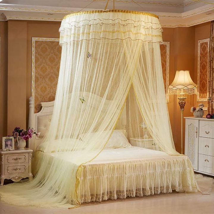 Hanging Round Mosquito Net For King/Queen/Double Beds | Polyester Material Easy To Install Round Mosquito Net