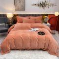 Mink Velvet Luxurious Minimal King Size ( 245*245cm ) 4 Piece Bedding Set. 