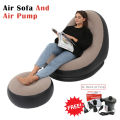 Modern Inflatable Sofa with Footstool – Portable Foldable Air Couch for Indoor & Outdoor Use | Thickened Design, Multi-Color Lounge Chair for Bedroom, Living Room or Camping. 