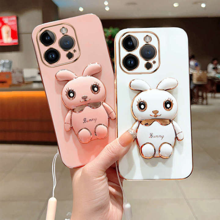 Compatible Vivo X90 Pro Phone Case Rabbit Ring Electroplated Silicone X80 Protective Cover New Y78 Y16 Y22 National Trend