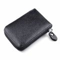 【DATA FROG Global MALL】Men's Wallet Genuine Leather Credit Card Holder Zipper New Black Blue Coffee. 