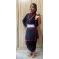 Ladies Newari Traditional Dress Set Dress With Janga Suruwal With Red Boarder Patuki. 