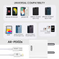 ARMOR AR-PD02S | 25W Round Pin Charger with Type-C to Lightning Fast Charging Cable, Compatible with all Lighting Charging Devices. 