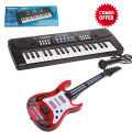 Kids Piano with Mic & Musical Guitar Combo Offer | 37 Keys, 8 Rhythms, 8 Tones, 6 Demos Portable Electronic Keyboard Toy | Beginners Educational Musical Toys | Age 3-5 Years Boys Girls. 