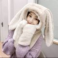 Masala Beads 3 In 1 Super Long Rabbit Ear Cap + Muffler + Mitten Cap Trendy Kawaii Cute Design Warm Fur Hat. 