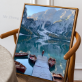 1PC Mountain Sea Landscape Art Canvas Poster Self-adhesive Art Waterproof Paper Sticker Coffee House Bar Room Wall Decor. 