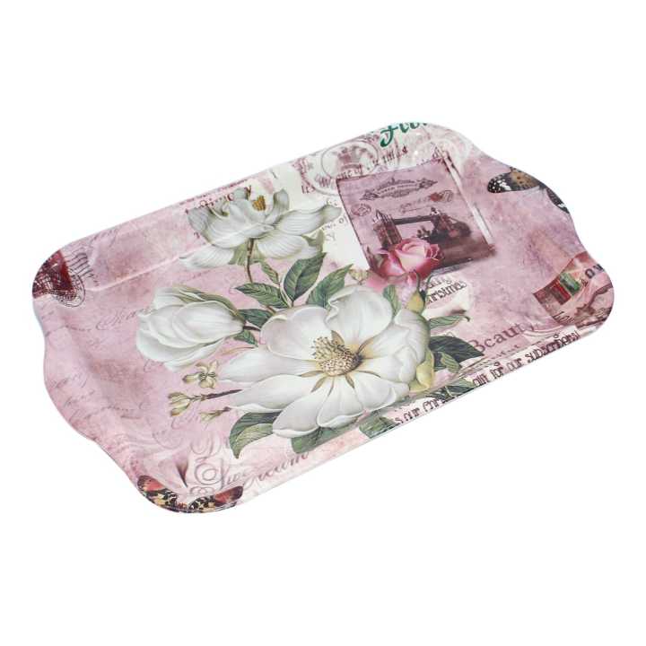 Melamine Tray Floral Patterned For Easy Serving Cups of Coffee/Tea