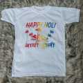 White Happy Holi Printed T-Shirt Kor Kids By Arushi. 