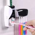 Automatic Toothpaste Squeezing Device | Wall Mounted Toothpaste Dispenser Squeezer with Detachable 5 Hole Toothbrush Holder (Standard, Multicolor). 