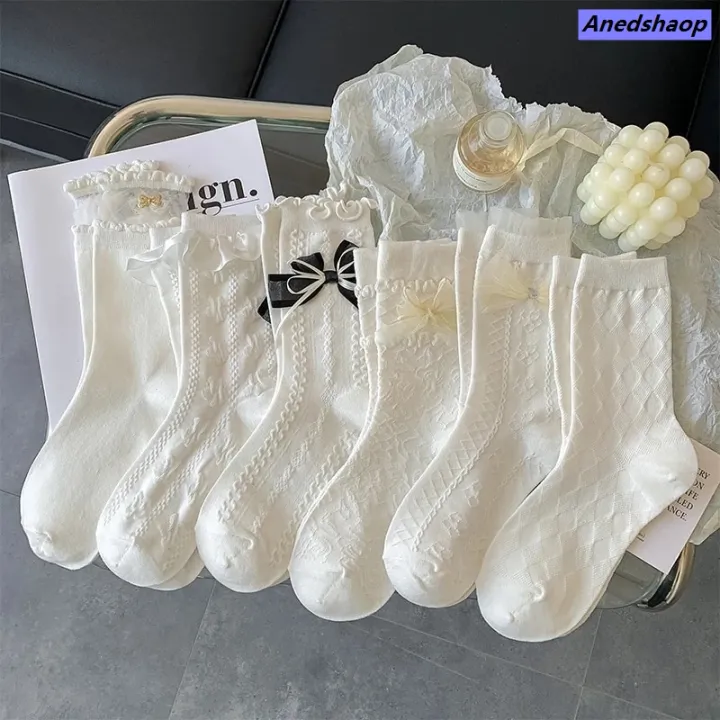 NEW%20Anedshaop%20New%20style%20Lolita%20Lace%20White%20Socks%20Women%20JK%20Bow%20Frilly%20Socks%20Female%20Sweet%20Long%20Cotton%20Socks%20Girls%20Ankle%20Dress%20Calcetine%20Medias%20-%20Image%203