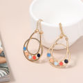 【Mega Personality Drop Color Flower Earrings Women's Alloy Rhinestone Drop Earrings. 