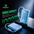 Green Turbo Tiny 10000mAh Mini Power Bank | 22.5W Fast Charging | PD & QC Compatible | USB-C Input & Output | Compact Pocket Size | 2 Charging Cables Included | Compact Size | 6 Months Brand Warranty. 