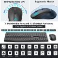 KOORUI BK0104 Wireless Keyboard and Mouse, Quiet Mouse Keyboard Set, German Layout QWERTZ with 12 Function Keys, 2.4 GHz Keyboard, Mouse Set for Windows, MacOS, Linux, Black. 