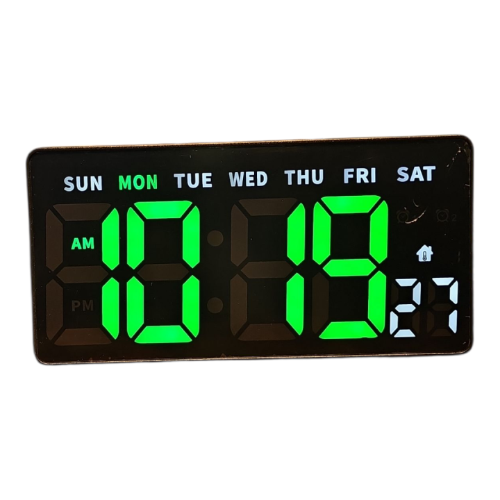 LED Digital Wall Clock JH2206T – Large Display with Day, Alarm, Calender, Date, Temperature | Silent Modern Decor Clock for Living Room Office