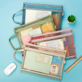 Nylon Mesh File Bag A4 Transparent Zipper Test Paper Information Bag Office Stud WANNA. 