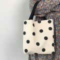 2021 New Bag Mini Canvas Bag Female Student Korean Style Black and White Polka Dot Small Square Handbag Female Student Hand Holder. 