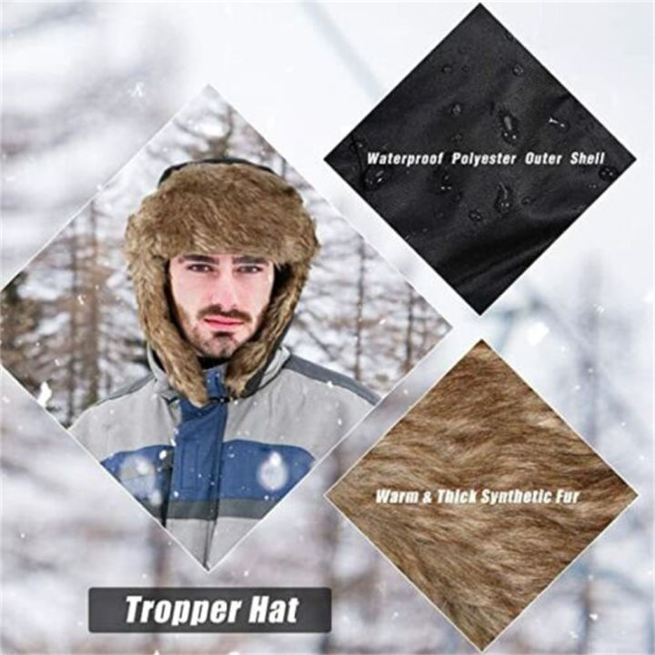 Waterproof%20Trapper%20Hat%20Adjustable%20Russian%20Ski%20Aviator%20Cap%20Winter%20Warm%20Trooper%20Hat%20for%20Outdoor%20Activities%20Cold%20Weather%20Winter%20-%20Image%202
