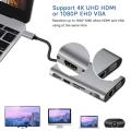 USB C Hub,10-in-1 Type C Multiport Adapter Dock With 4K HDMI, VGA, PD Charging, Gigabit Ethernet, 3 USB3.0 Port, SD/TF Card Reader Wide Compatible. 