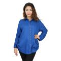 Royal Blue Color Solid Long Sleeved Shirt For Women. 