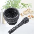 Mortar and Pestle Set Plastic Mortar Pestle Set Spice Crusher Herbs Bowl Kitchen Tools Spices Garlic Grinder (Color : Granitic pattern, Size : 9x8.5cm). 