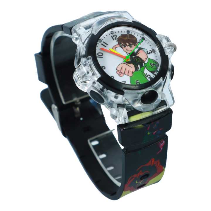 Black Color Ben 10 Printed Watch For Kids