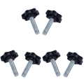 FORIDE 6 Pcs M8 x 30mm Male Thread 32mm Star Clamping Knob Black. 