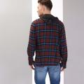 Wrogn Under The Hood Brown Slim Fit Checked Hoodie for men. 