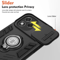 Honor 400 Lite Sliding Camera Armor Cover Design TPU+PC Phone Case (Black). 