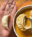 Momo Lover Key chain | Mini Momo Dumpling Keyring – Cute Food-Themed Keychain, Acrylic/Resin Hanging Charm Accessory for Keys, Bags & Gifts | Momo Key Ring. 