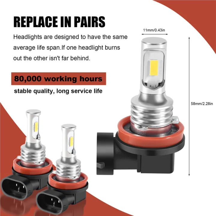 H11%20H8%20H16%2080W%204000LM%203000K%20Yellow%20Tech%20LED%20Fog%20Lights%20Conversion%20Bulbs%20Kit%20-%20Image%202