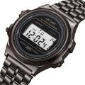 Vintage Fashion Small Round Watch Steel Band Small Gold Watch Unisex Hong Kong Style Exquisite Digital Display Luminous Electronic Watch. 