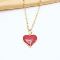 Yuanyan Red Color Heart Pendant Chain Necklace For Women Punk Minimalist Tiny Clavicle Collar Jewelry Wholesale Hiphop Wedding Gift. 