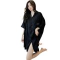 Summer thin ice silk pajamas women's high-end Internet celebrity one-piece shirt dress pregnant women can wear mid-length short-sleeved nightdresses. 