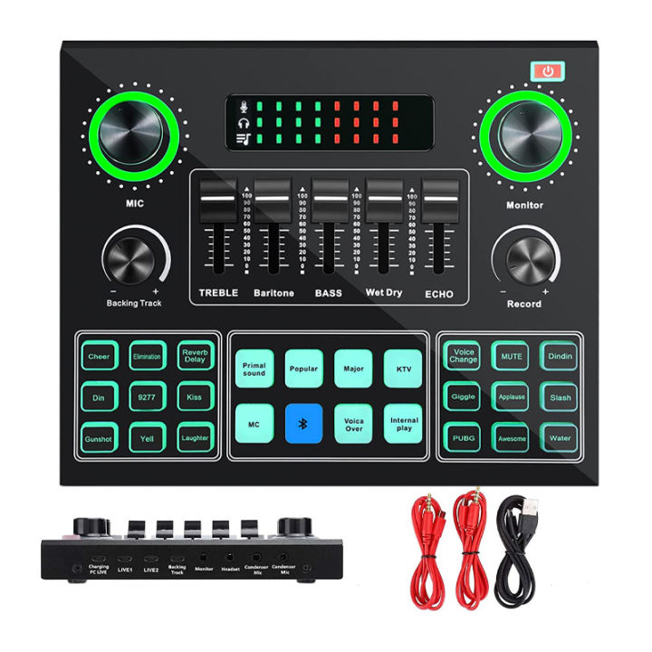 V9 Live Sound Card Audio Interface Adjustable Audio Mixer for Live Podcast Recording